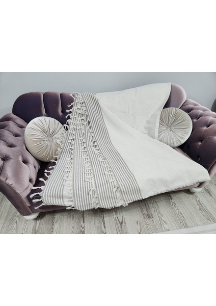 %100 Pamuk Bej Koltuk, Kanepe, Çekyat Örtüsü 180 x 300