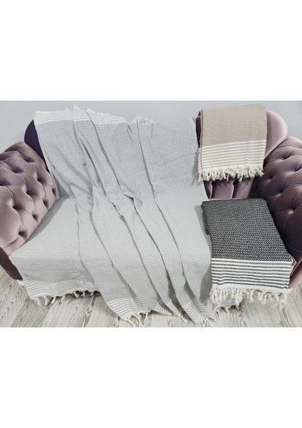 %100 Pamuk Gri Koltuk, Kanepe, Çekyat Örtüsü 180 x 300 modelleri