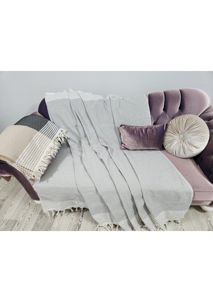 %100 Pamuk Gri Koltuk, Kanepe, Çekyat Örtüsü 180 x 300 fırsatları