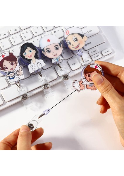 16 Yüksek Kalite 1 Adet Doktorlar Hemşire Ofis Geri Çekilebilir Çekme Rozeti Kimlik Kordon Adı Etiketi Kart Rozeti Tutucu Anahtar Halkalı Anahtarlık Klipleri (Yurt Dışından) fırsatları