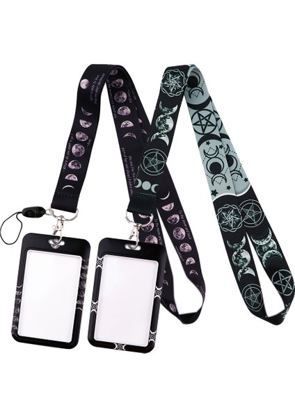 Stil 2 YL1282 Üçlü Ay Tanrıçası Wicca Pentagram Sihirli Muska Anahtarlık Şerit Boyunluklar Tuşları Için Kımlık Kartı Sapanlar Asılı Rozet Tutucu (Yurt Dışından)