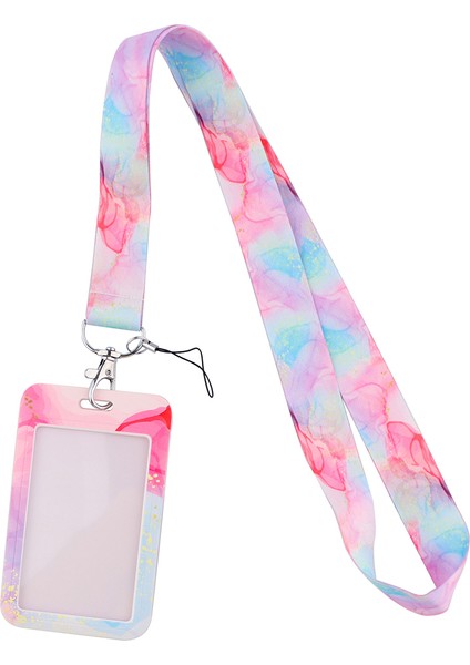 Stil 5 Ransitute R2504 Boyama Sanatı Pembe Mavi Mermer Desen Kordon Kredi Kartı Kımlık Tutucu Rozeti Kadın Bankası Kartvizit Kapağı Rozeti (Yurt Dışından) indirimleri