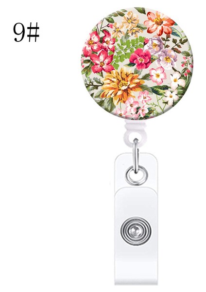 19 Yağlıboya Çiçek Geri Çekilebilir Hemşire Rozeti Makara Klip Öğrenciler Doktor Kımlık Kartı Tutucu Timsah Klip Yeni Yıl Yılbaşı Hediyeleri 1 Adet (Yurt Dışından)