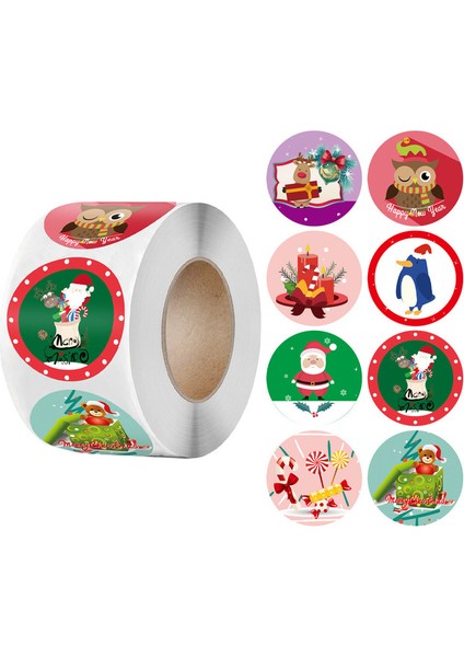 QY1581-500PCS 100-500 Adet Noel Ağacı Şeker Çıkartmaları 1 Inç Noel Tatil Dekoru Küçük Işletme Ambalaj Hediye Dekor Için Sızdırmazlık Etiketi (Yurt Dışından)