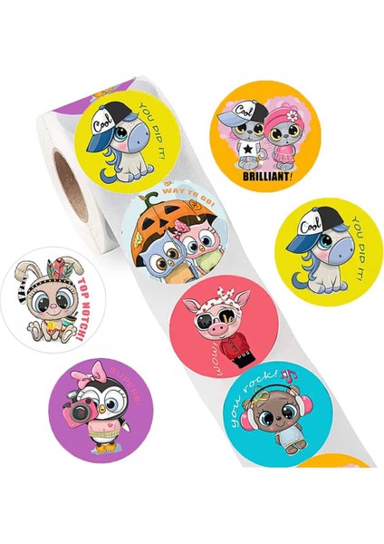 QY1580-300PCS 100-500PCS Karikatür Ödül Etiket 8 Stil Desen Oyuncaklar Etiket Okul Öğretmeni Ödül Çıkartmalar Hayvanlar Karikatür Karalama Defteri Dekorasyon (Yurt Dışından) fiyatları