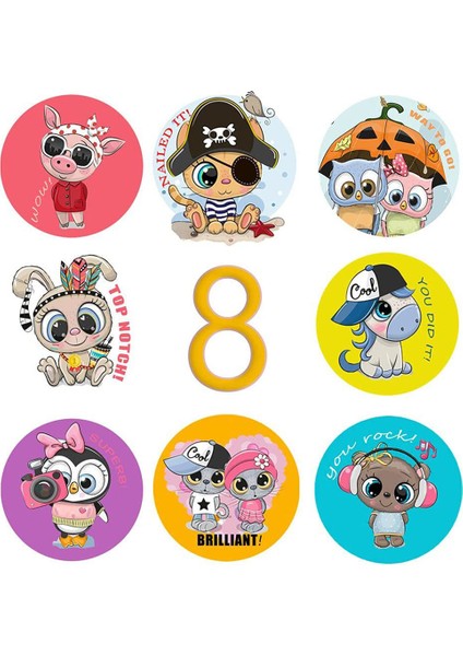 QY1580-300PCS 100-500PCS Karikatür Ödül Etiket 8 Stil Desen Oyuncaklar Etiket Okul Öğretmeni Ödül Çıkartmalar Hayvanlar Karikatür Karalama Defteri Dekorasyon (Yurt Dışından) fırsatları