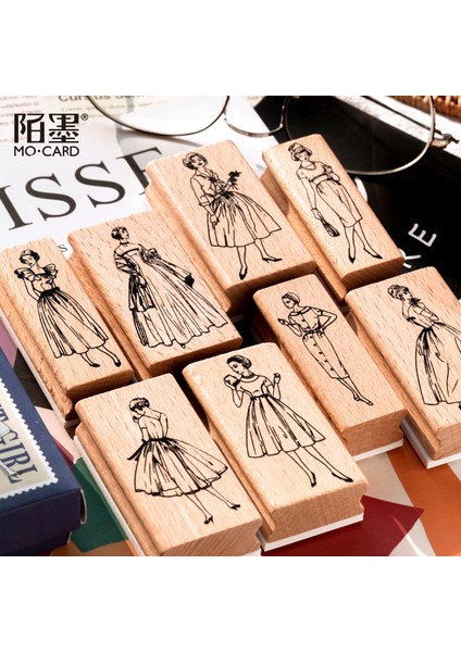 Stil 6 Vintage Karakter Moda Model Ahşap Lastik Damga Scrapbooking Deco Dıy Zanaat Standart Ahşap Pullar Günlüğü Önemsiz Günlük Kayıt (Yurt Dışından)