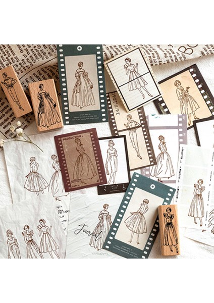 Stil 6 Vintage Karakter Moda Model Ahşap Lastik Damga Scrapbooking Deco Dıy Zanaat Standart Ahşap Pullar Günlüğü Önemsiz Günlük Kayıt (Yurt Dışından)