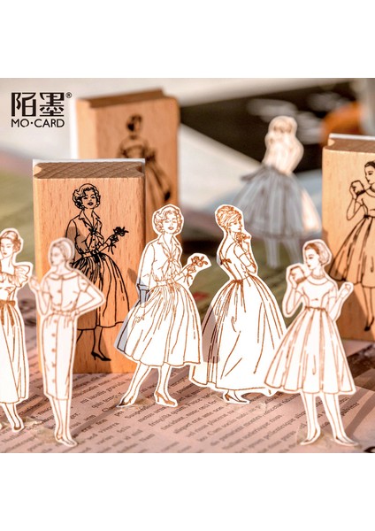 Stil 6 Vintage Karakter Moda Model Ahşap Lastik Damga Scrapbooking Deco Dıy Zanaat Standart Ahşap Pullar Günlüğü Önemsiz Günlük Kayıt (Yurt Dışından)