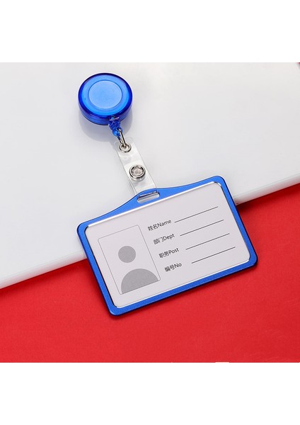 Mavi 1 Takım Yatay Rozet Tutucu Geri Çekilebilir Makaralı Isimlik Personel Hemşireler Doktorlar Çalışma Kartı Kimlik Isim Kartı Kapağı Iş Malzemeleri (Yurt Dışından)