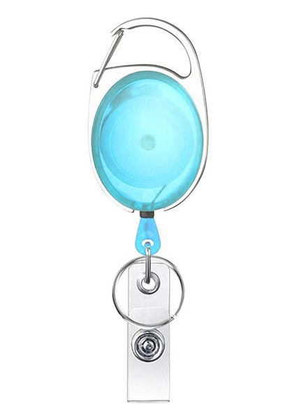 Açık Mavi Şeffaf Makaralı Isimlik Klip Oval Çinko Alaşımı Geri Çekilebilir Hemşire Rozeti Tutucu Öğrenciler Doktor Kimlik Kartı Tutucu Anahtarlık Rozeti Klip (Yurt Dışından)