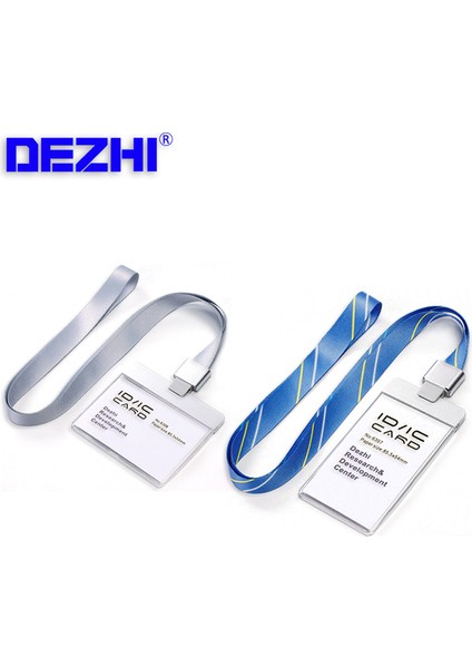 V Şerit Gümüş Set Şeffaf Akrilik Plastik, Metal Kimlik Ic Kart Rozeti Tutucu Geçiş Kartı + Al Alaşım Tokalı Renkli Polyester Ipi (Yurt Dışından)