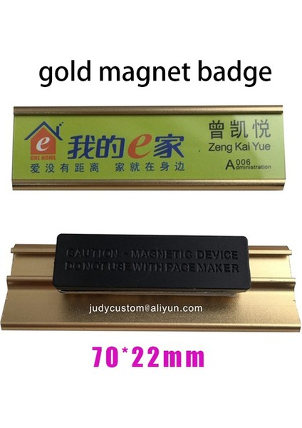 Altın MAGNET70X22MM 10 Adet/1 Grup Metal Manyetik Isim Etiketi Rozet Tutucu Mıknatıs/pin Rozetleri Kart Kımlık Sahipleri Çalışma Çalışan Kartı (Yurt Dışından)
