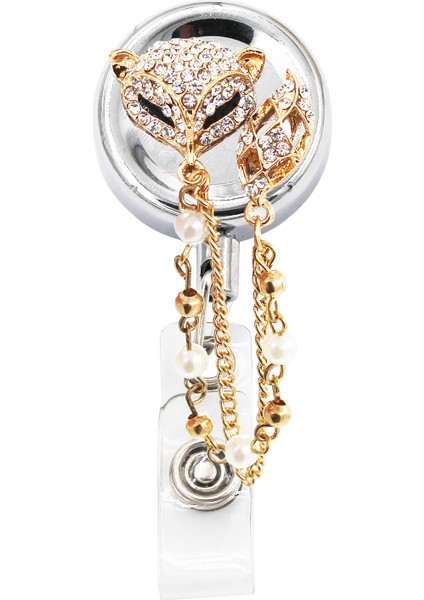 Stil 7 Bling Fox Hayvan Rozet Makarası Kımlık Geri Çekilebilir Rozet Tutucu Kemer Klipleri Metal Ağır Çelik Tel Kordon (Yurt Dışından)
