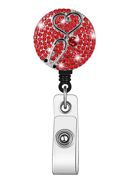 Stetoskop 1 Pc Geri Çekilebilir Moda Sevimli Kırmızı Kalp Hemşire Rozeti Makara Klip Rozet Tutucu Öğrenci Doktor Kımlık Kartı Tutucu Anahtarlık Ofis Malzemeleri (Yurt Dışından)