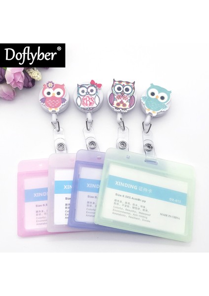 Pembe Kart Seti Sevimli Baykuş Geri Çekilebilir Plastik Rozet Tutucu Makara Öğrenci Hemşire Çalışma Personeli Sergi Kımlık Adı Kart Ofis Göğüs Kartı Için Kullanın (Yurt Dışından) fiyatları