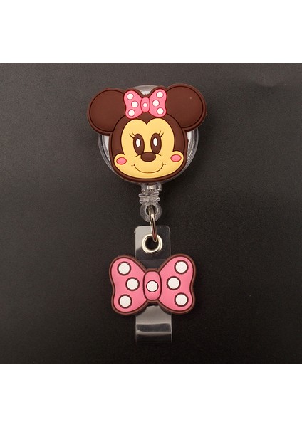 Kırmızı Çift Küçük Mickey Minnie Rozet Makara Hemşire Işçiler Enfermera Kımlık Tutucu Kız Erkek Geri Çekilebilir Kartvizit Tutucu Aksesuarı (Yurt Dışından)