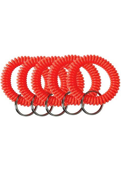 Kırmızı 5 Paket Plastik Gerilebilir Bahar Spiral Bilek Anahtar Bobin Bilek Bandı Anahtarlık Anahtar Zincirleri Açık Spor Yoga Sauna Havuzu (Yurt Dışından)