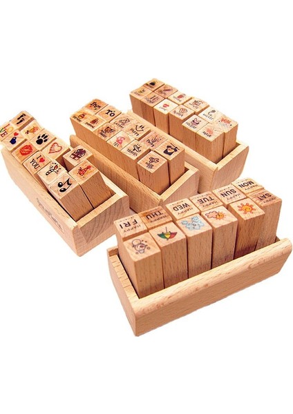 Hayat Teması 12 Adet Mini Aşk Kalp Hafta Seyahat Sevimli Ahşap Lastik Pullar Diy Günlüğü Karalama Defteri Pullar Kart Yapımı Için Ahşap Kutu ile Set (Yurt Dışından)