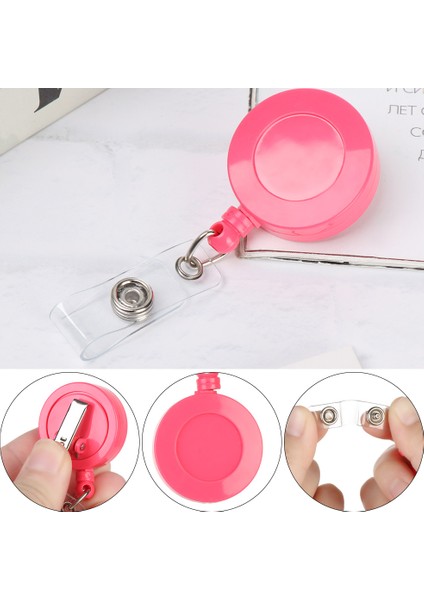 A-Karpuz Kırmızı 1 Adet Yaratıcı 360° Dönme Geri Çekilebilir Rozet Tutucu Boyunluklar ile Moda Unisex Hemşire Kımlık Adı Kart Rozeti Tutucu Anti-Kayıp Klip (Yurt Dışından)