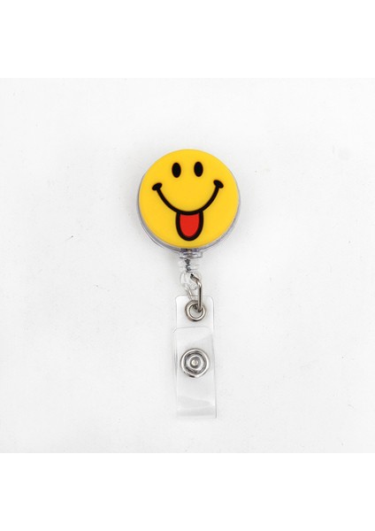 Stil 10 Yeni Silika Jel Komik Gülen Yüz 60CM Geri Çekilebilir Makaralı Isimlik Kimlik Kartı Tutucu Kemer Klipsi Kordon Adı Etiketi Kartı Okul Ofis Için (Yurt Dışından) fırsatları