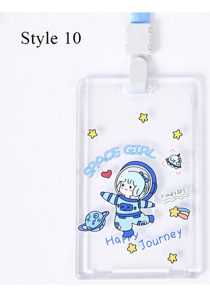 Stil 10 Karikatür Şeffaf Akrilik Kredi Kartı Tutucu Kılıf Kadınlar Için Kız Sevimli Öğrenci Otobüsü Kımlık Kartı Kapak Koruma Anahtarlık Çan (Yurt Dışından)