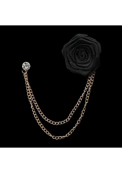 12 Damat Düğün Rozeti Yaka Pin Zincir Broş Kumaş Sanatı El Yapımı Gül Çiçek Broş Yaka Pin Erkek Gömlek Takım Elbise Aksesuarları (Yurt Dışından)