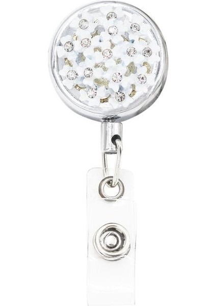K160 Bling Çiçekler Inci Rozet Makarası Kımlık Geri Çekilebilir Rozet Tutucu Kemer Klipleri Metal Ağır Çelik Tel Kordon 3 Paket (Yurt Dışından)