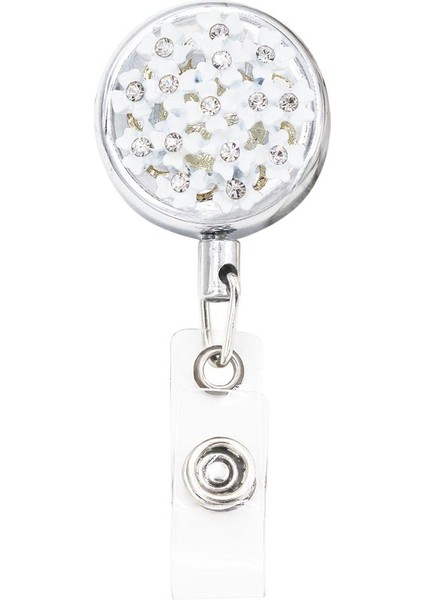 K160 Bling Çiçekler Inci Rozet Makarası Kımlık Geri Çekilebilir Rozet Tutucu Kemer Klipleri Metal Ağır Çelik Tel Kordon 3 Paket (Yurt Dışından)