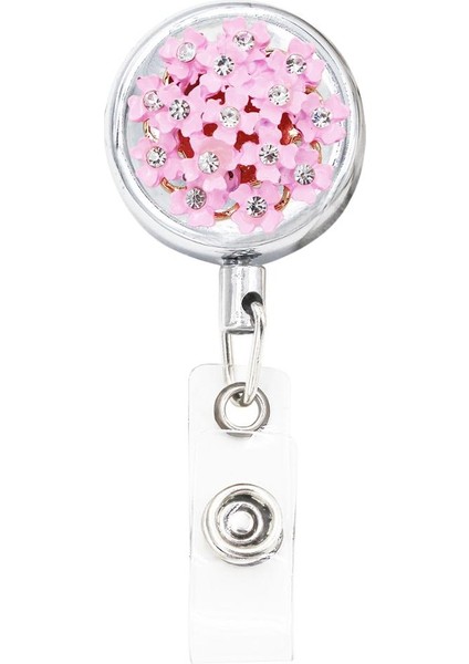 K160 Bling Çiçekler Inci Rozet Makarası Kımlık Geri Çekilebilir Rozet Tutucu Kemer Klipleri Metal Ağır Çelik Tel Kordon 3 Paket (Yurt Dışından)