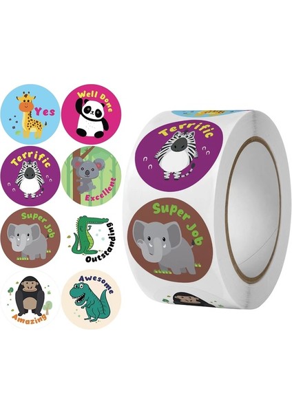 QY530B-300PCS 100-500PCS Karikatür Kedi Çıkartmalar Yuvarlak Yapışkanlı Etiketler Çocuklar Çocuklar Için Öğretmen Ödül Iş Hediye Sarar Dekoratif Çıkartmalar (Yurt Dışından)