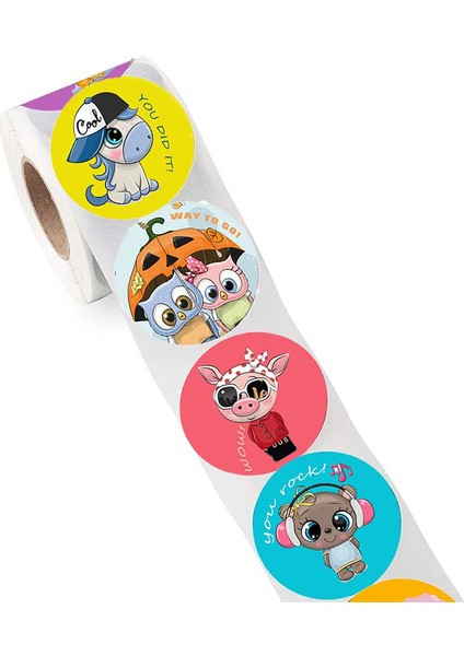QY1611-500PCS 100-500PCS Karikatür Ödül Etiket 8 Stil Desen Oyuncaklar Etiket Okul Öğretmeni Ödül Çıkartmalar Hayvanlar Karikatür Karalama Defteri Dekorasyon (Yurt Dışından) indirimleri