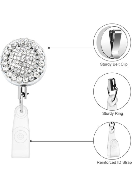 K21 1 Adet Bling Taklidi Inci Rozet Makarası Kimlik Geri Çekilebilir Rozet Tutucu Kemer Klipleri Metal Ağır Çelik Tel Kordon (Yurt Dışından) fırsatları