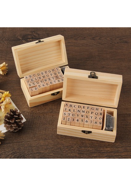 B 36 Adet Vintage Ahşap Kauçuk Alfabe Mektubu Numarası Damga Seti Mürekkep Pedi ile Çok Amaçlı Diy Günlüğü Kartları Pullar Ahşap Kutu (Yurt Dışından) fiyatları