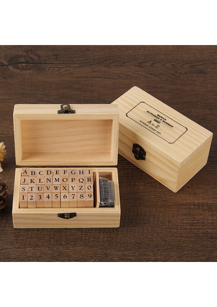 B 36 Adet Vintage Ahşap Kauçuk Alfabe Mektubu Numarası Damga Seti Mürekkep Pedi ile Çok Amaçlı Diy Günlüğü Kartları Pullar Ahşap Kutu (Yurt Dışından) indirimleri
