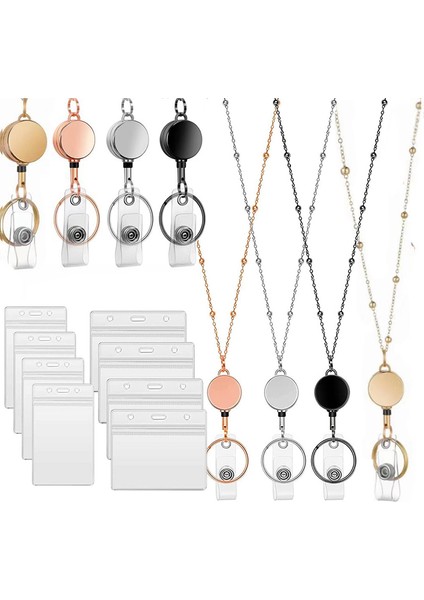 Altın Uzun Geri Çekilebilir Makaralı Isimlik Kordon Kimlik Kartı Sahipleri ile Ofis Malzemeleri Isim Kartı Anahtarlık Rozet Tutucu Çalışma Kartı Kolye (Yurt Dışından) fırsatları