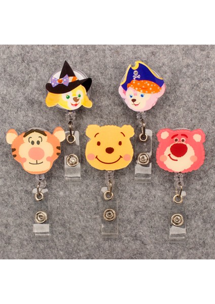 Gül Kırmızı Pvc Sevimli Disney Çilek Ayı Geri Çekilebilir Rozet Makara Hemşire Doktor Kart Tutucu Ofis Hastane Malzemeleri (Yurt Dışından)