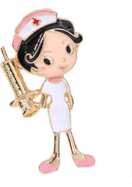 NS15 Sevimli Beyaz Hemşire Broş Güzel Kız Doktor Hastane Tıbbi Stetoskop Rozeti Yaka Iğneler Broş Takı Aksesuar Tatil Hediye (Yurt Dışından)