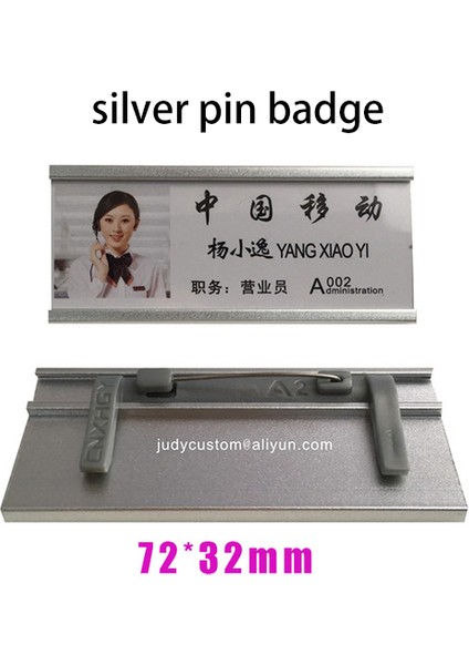 Gümüş Pin 72X32MM 10 Adet/1 Grup Metal Manyetik Isim Etiketi Rozet Tutucu Mıknatıs/pin Rozetleri Kart Kımlık Sahipleri Çalışma Çalışan Kartı (Yurt Dışından)