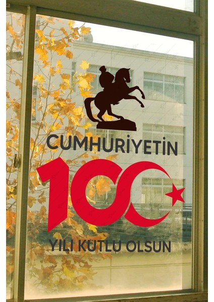 Cumhuriyetin 100.YILI Kutlu Olsun Sticker, Cam Duvar 29 Ekim Stickerı Çift Yön Görünür Folyo Sticker fiyatları