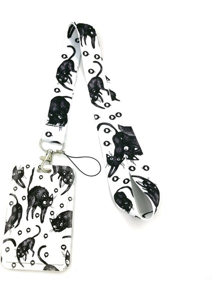 Stil 6 Siyah Kediler Kalpler Aşk Moda Kordon Kımlık Rozeti Tutucu Otobüs Geçiş Kılıfı Kapak Kayma Bankası Kredi Kartı Tutucu Askı Kart Tutucu Hediyeler (Yurt Dışından) fiyatları