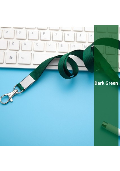 Koyu Yeşil 1 Adet Çalışma Kartı Kordon Halat Paslanmaz Çelik Kanca ile Çalışan Adı Kımlık Etiketi Otobüs Kartı Kapağı Kimlik Rozeti Kordon Boyun Askısı (Yurt Dışından)