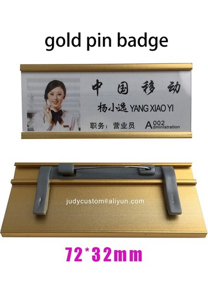 Altın Pin 72X32MM 10 Adet/1 Grup Metal Manyetik Isim Etiketi Rozet Tutucu Mıknatıs/pin Rozetleri Kart Kımlık Sahipleri Çalışma Çalışan Kartı (Yurt Dışından)