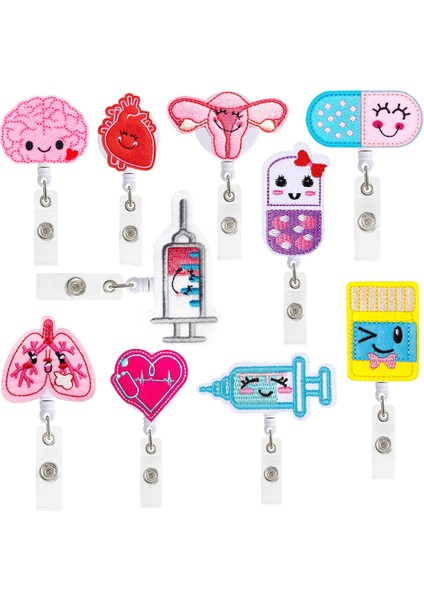 Kırmızı 1 Adet 360° Sevimli Geri Çekilebilir Hemşire Rozeti Makara Klipsi Rozet Tutucu Öğrenciler Doktor Kımlık Kartı Tutucu Kawaii Iğne Organ Kalp Desen (Yurt Dışından)