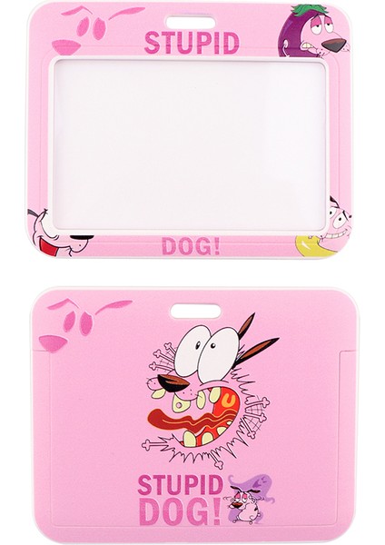 Stil 3 ER809 Aptal Köpek Pembe Siyah Karikatür Kart Tutucu Kımlık Tutucu Otobüs Kartı Tutucu Personel Kartı Kordon Tuşları Telefon Dıy Asmak Halat (Yurt Dışından)
