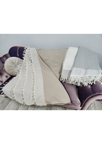 %100 Pamuk Kahverengi Koltuk, Kanepe, Çekyat Örtüsü 180 x 300