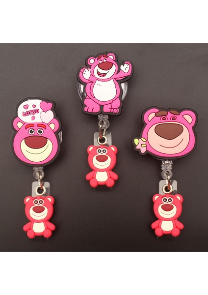 Gri Karikatür Sevimli Kırmızı Ayı Yeni Lotso Tarzı Geri Çekilebilir Rozet Makara Hemşire Doktor Kart Tutucu Ofis Hastane Adı Kart Malzemeleri (Yurt Dışından)