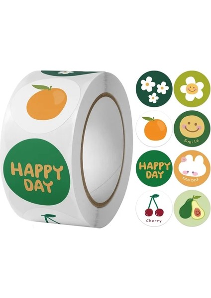QY1708-100PCS 100-500PCS Yuvarlak Mutlu Gün Çıkartmaları Zarf Mühür Etiketleri Hediye Paketleme Dekor Doğum Günü Partisi Scrapbooking Kırtasiye Etiket (Yurt Dışından)