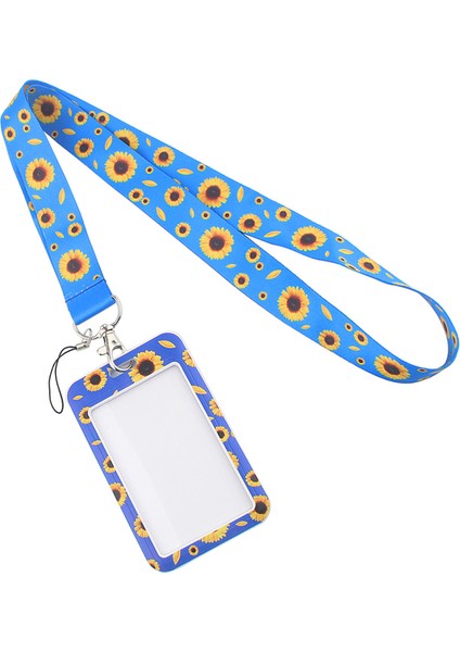 Stil 3 1 Adet PC2550 Ayçiçeği Mavi Moda Boyunluklar Kımlık Rozeti Tutucu Otobüs Geçiş Kılıfı Kapak Kayma Bankası Kredi Kartı Tutucu Askı Kart Sahibi (Yurt Dışından)