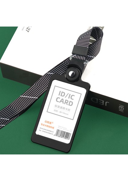 Siyah Iş Bankası Kredi Kartı Sahibinin Adı Kimlik Kartı Kapağı Çalışma Kartı Sahipleri Kordon Kart Kılıfı ile Alüminyum Metal Iş Kimlik Rozeti (Yurt Dışından)